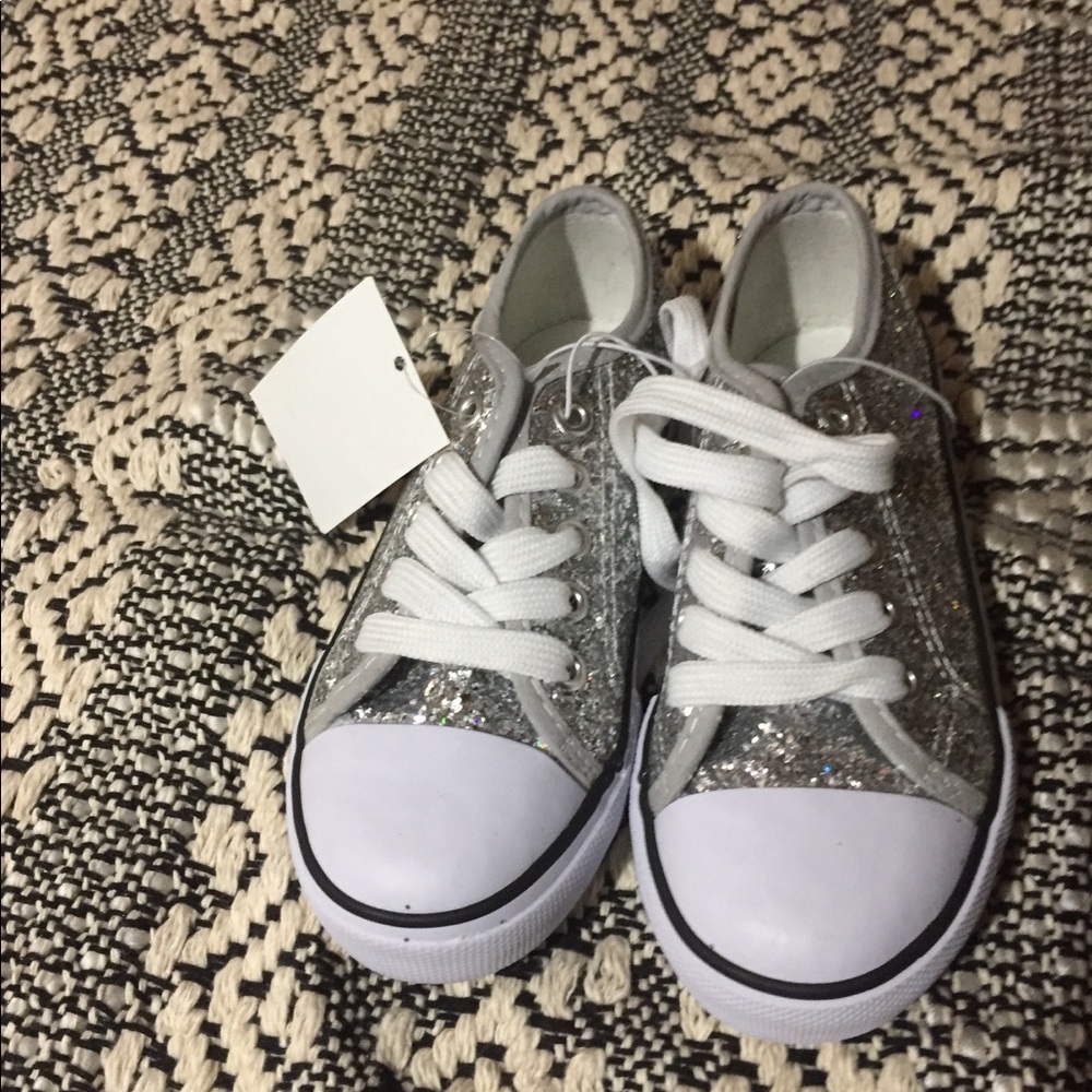 Size 12 Silver Sparkle Girl Tennis Shoes NWT